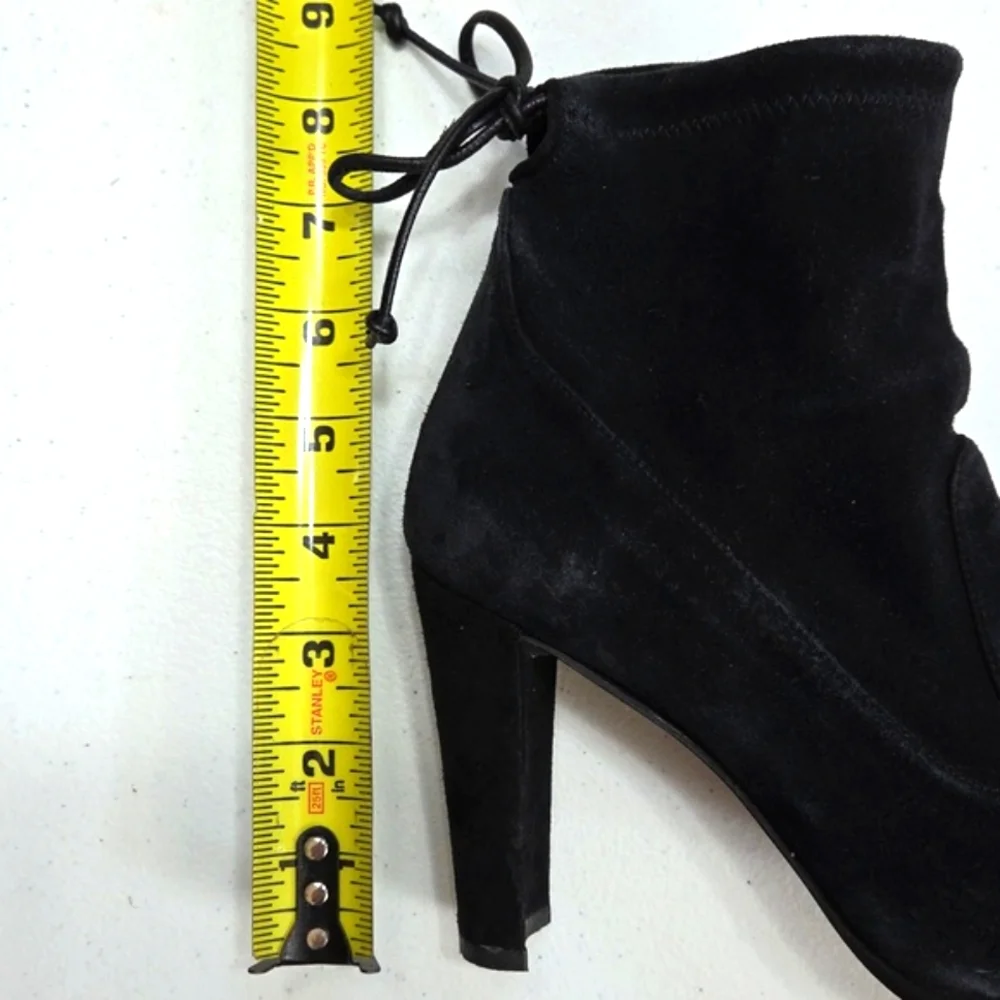 Stuart Weitzman Catch Suede Ankle Tie Bootie Black